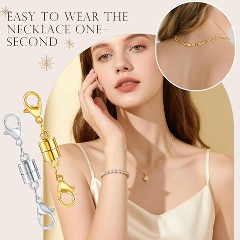 14 Pack Double Magnetic Necklace Clasps and Closures with Lobster Clasp, 18K Gold and Silver Plated Jewelry Clasps Converters, Suitable for Bracelet Necklaces Anklet Chains, Gold&Silver in Saudi Arabia
