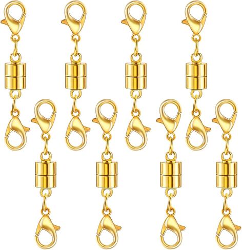 14 Pack Double Magnetic Necklace Clasps and Closures with Lobster Clasp, 18K Gold and Silver Plated Jewelry Clasps Converters, Suitable for Bracelet Necklaces Anklet Chains, Gold&Silver in Saudi Arabia