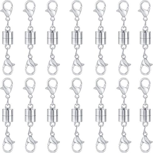 14 Pack Double Magnetic Necklace Clasps and Closures with Lobster Clasp, 18K Gold and Silver Plated Jewelry Clasps Converters, Suitable for Bracelet Necklaces Anklet Chains, Gold&Silver in Saudi Arabia