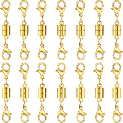 14 Pack Double Magnetic Necklace Clasps and Closures with Lobster Clasp, 18K Gold and Silver Plated Jewelry Clasps Converters, Suitable for Bracelet Necklaces Anklet Chains, Gold&Silver in Saudi Arabia