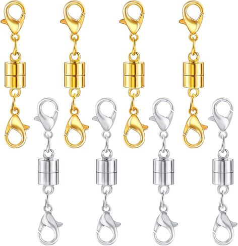 14 Pack Double Magnetic Necklace Clasps and Closures with Lobster Clasp, 18K Gold and Silver Plated Jewelry Clasps Converters, Suitable for Bracelet Necklaces Anklet Chains, Gold&Silver in Saudi Arabia