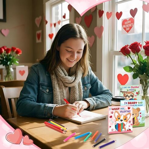 Funrous 36 Packs Valentine's Day Colored Pencils Bulk Valentines Exchange Gifts 12 Colors 432 Count Colored Pencils in Boxes for Party Supplies Favors in Saudi Arabia