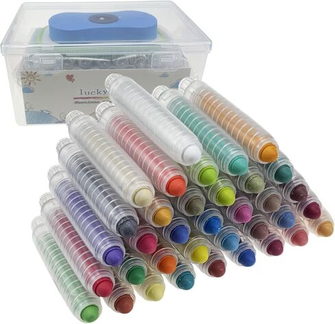 luckyrain Dustless Chalk for Kids with Eraser, Colored Toddlers Chalk With Holder,Non-Toxic Washable Chalks Drawing Writing for Outdoor Art Play,Blackboard(36 Pcs) in Saudi Arabia