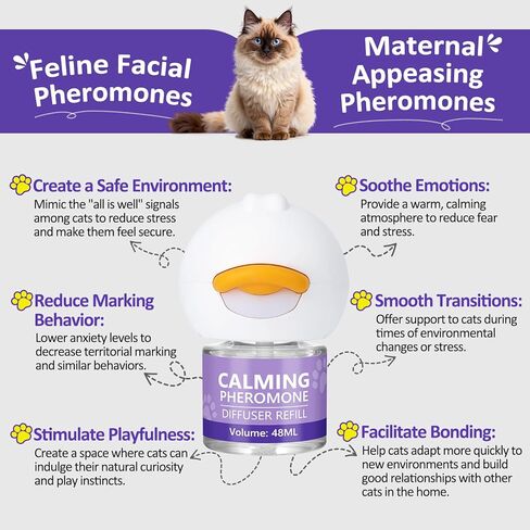 OcePor Cat Calming Diffuser 12 Refill Solutions, 3 Plugs- Cat Pheromones Calming Diffuser Refill, Pheromone Diffuser to Calm Cats, Cat Anxiety Relief in Saudi Arabia