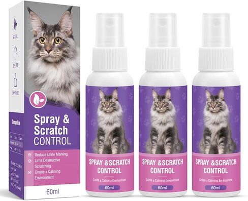 Cat Calming Spray Calming Solution for Cats Cat Pheromone Spray Reduces Stress Anxiety Scratching Calming Spray for Cats Good for Home Travel Cat Pheromones Calming Spray 60 ML 3 Pack in Kuwait