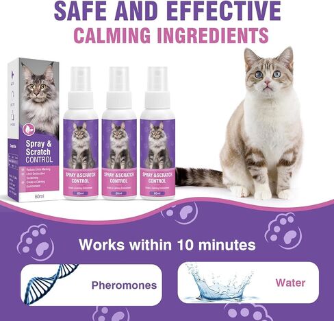 Cat Calming Spray Calming Solution for Cats Cat Pheromone Spray Reduces Stress Anxiety Scratching Calming Spray for Cats Good for Home Travel Cat Pheromones Calming Spray 60 ML 3 Pack in Kuwait