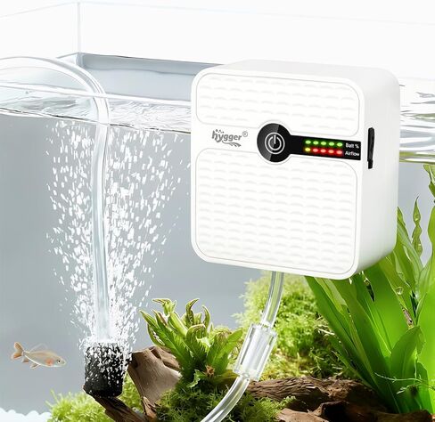 hygger USB Rechargeable Aquarium Air Pump, Battery Powered Quiet Oxygen Pump, Portable Aerator with Air Stone, Adjustable Air Flow with Clip for Bait Bucket, Outdoor Fishing and Power Outages in Saudi Arabia