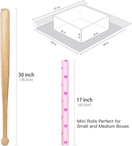 RUSPEPA Valentine's Day Wrapping Paper Roll, Mini Roll, Rose Gold Glitter Hearts Design, Pink Romantic Gift Wrap for Couples Wife Husband, Wedding, Anniversry, Valentine's Gifts, 17 Inches x 16.4 Feet in Saudi Arabia
