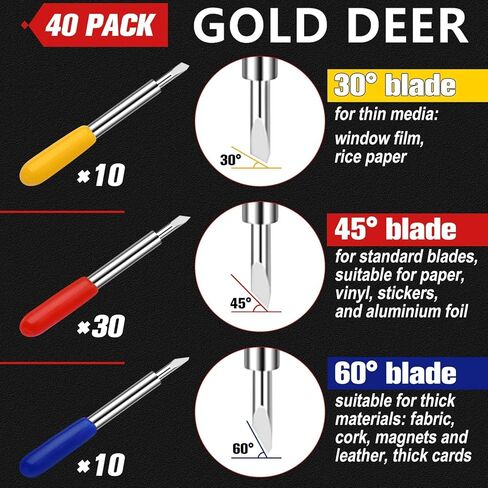 GOLD DEER 50Pcs Replacement Blades Compatible with Explore Air 2/Air 3/Explore 4/Maker/Maker 3/Maker 4,10Pcs 30°Standard 30Pcs 45°Fine-Point and 10Pcs 60°Deep Cutting Blades,1Pcs Cutting Gasket in Saudi Arabia