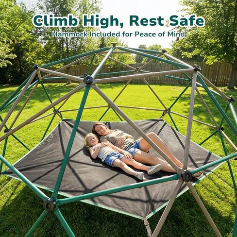 Hapfan 6.5 FT Tall Climbing Dome with Hammock, Large Jungle Gym for Kids Outdoor Backyard, Heavy Duty Monkey Bars Toys for Boys & Girls Ages 3-8 8-12, Weather-Resistant Playset, ASTM Approved in Saudi Arabia