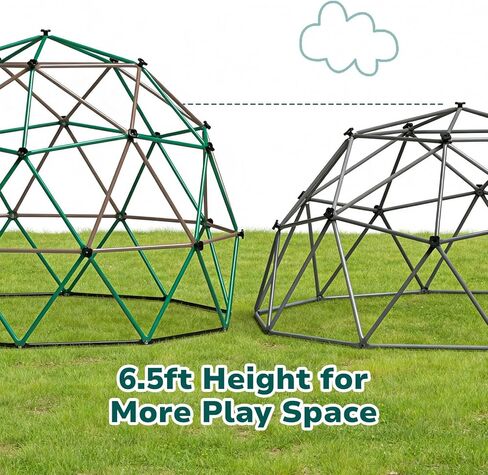 Hapfan 6.5 FT Tall Climbing Dome with Hammock, Large Jungle Gym for Kids Outdoor Backyard, Heavy Duty Monkey Bars Toys for Boys & Girls Ages 3-8 8-12, Weather-Resistant Playset, ASTM Approved in Saudi Arabia