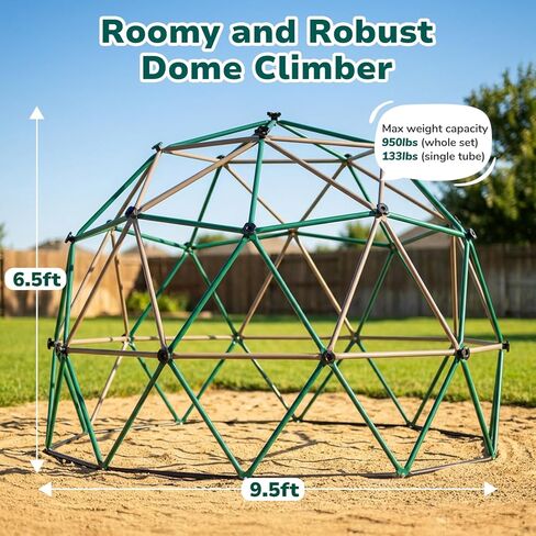 Hapfan 6.5 FT Tall Climbing Dome with Hammock, Large Jungle Gym for Kids Outdoor Backyard, Heavy Duty Monkey Bars Toys for Boys & Girls Ages 3-8 8-12, Weather-Resistant Playset, ASTM Approved in Saudi Arabia