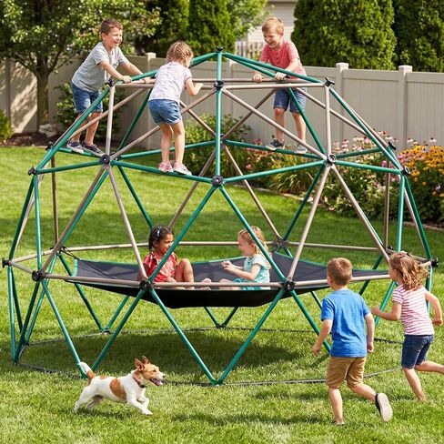Hapfan 6.5 FT Tall Climbing Dome with Hammock, Large Jungle Gym for Kids Outdoor Backyard, Heavy Duty Monkey Bars Toys for Boys & Girls Ages 3-8 8-12, Weather-Resistant Playset, ASTM Approved in Saudi Arabia