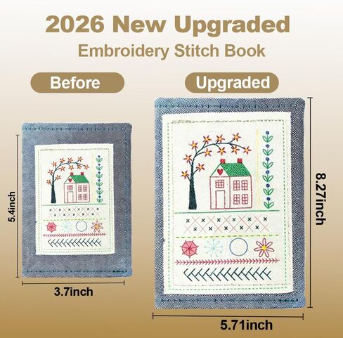 WSJAWH 2026 New Upgrade Embroidery Stitch Book Kit Sampler for Beginners, DIY All Scenario Embroidery Stitch Sampler Book Kit (1) in Saudi Arabia