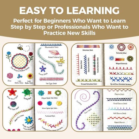 WSJAWH 2026 New Upgrade Embroidery Stitch Book Kit Sampler for Beginners, DIY All Scenario Embroidery Stitch Sampler Book Kit (1) in Saudi Arabia