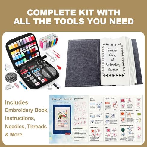 WSJAWH 2026 New Upgrade Embroidery Stitch Book Kit Sampler for Beginners, DIY All Scenario Embroidery Stitch Sampler Book Kit (1) in Saudi Arabia