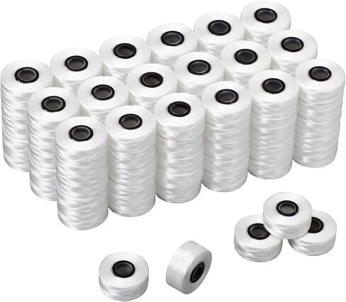 100 Pcs Magnetic L Prewound Bobbins Polyester Prewound Bobbin Thread 70D for Commercial Home Embroidery and Sewing Machines(White) in Saudi Arabia