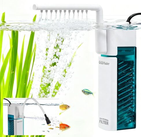 Small Aquarium Filter, Fish Tank Filter, Suitable for 3-10 Gallon Fish Tanks, 3W 80GPH with Two Modes Switching Function. in Kuwait