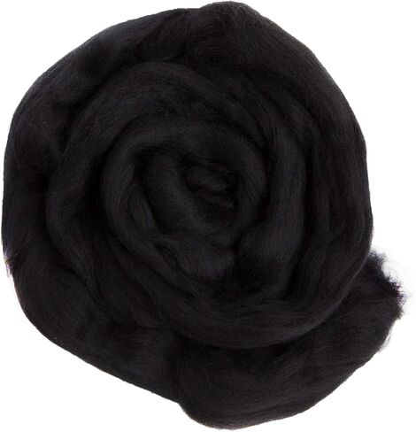 Premium Wool Roving, Premium Grade Fiber Roving for Felting and Spinning, Pure Black Wool Top for Needle Felting, Wet Felting, and DIY Hand Spinning Projects in Saudi Arabia