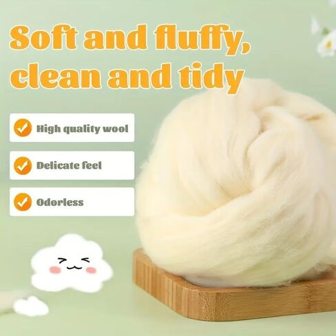 Premium Wool Roving, Premium Grade Fiber Roving for Felting and Spinning, Pure Black Wool Top for Needle Felting, Wet Felting, and DIY Hand Spinning Projects in Saudi Arabia