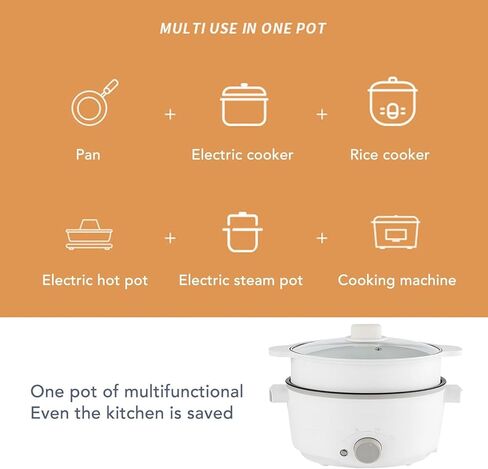 وعاء ساخن كهربائي مع باخرة، طباخ رامين 3 لتر، طباخ محمول، مقلاة غير لاصقة، مقلاة سوتيه (وعاء ساخن) in Kuwait