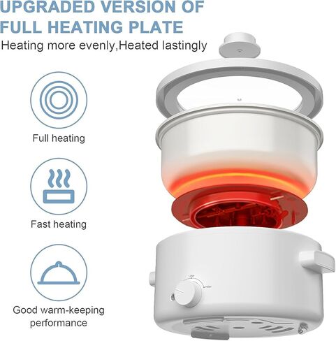 وعاء ساخن كهربائي مع باخرة، طباخ رامين 3 لتر، طباخ محمول، مقلاة غير لاصقة، مقلاة سوتيه (وعاء ساخن) in Kuwait