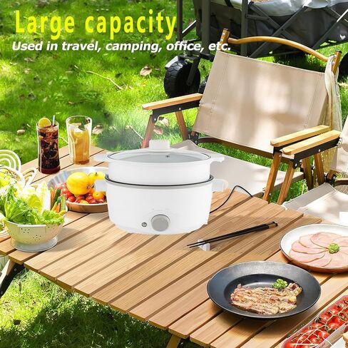 وعاء ساخن كهربائي مع باخرة، طباخ رامين 3 لتر، طباخ محمول، مقلاة غير لاصقة، مقلاة سوتيه (وعاء ساخن) in Kuwait