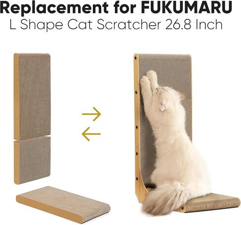 FUKUMARU 2 عبوة بديلة لخدش القطط، عبوات بديلة قابلة للعكس لألواح خدش القطط على شكل حرف L 26.8 بوصة ST01 in Saudi Arabia