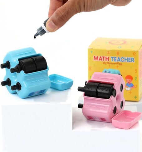 ختم دوار للرياضيات 4 في 1 من Math Teacher، بالإضافة إلى الطرح والضرب وملء الفراغات، أداة تدريب للأطفال والفصول الدراسية والاستخدام المنزلي (وردي) in Saudi Arabia