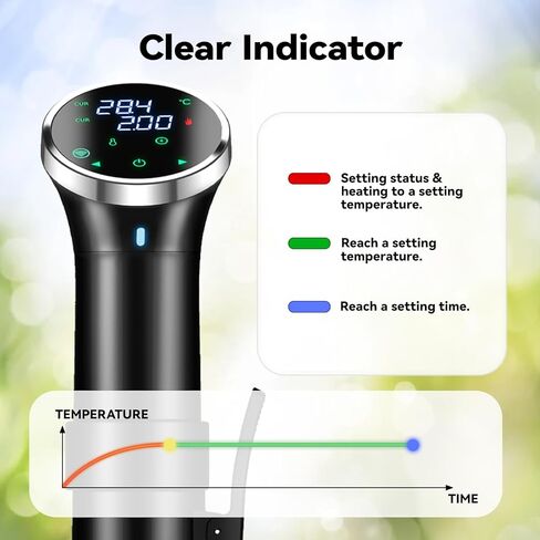 طباخ WiFi Sous Vide مع التحكم في التطبيق، غمر Sous Vide بقدرة 1100 وات، تسخين ثلاثي الأبعاد وشاشة LED للطهاة المنزليين والمبتدئين، الحفلات، نطاق درجة الحرارة 77-203 درجة فهرنهايت، تحكم في تطبيق Sous-Vide للطهي البطيء للغاية in Kuwait