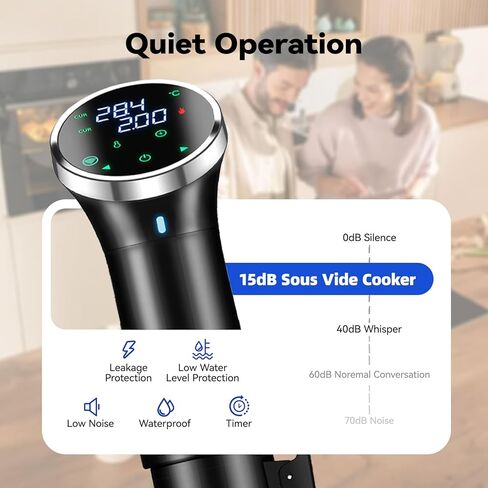 طباخ WiFi Sous Vide مع التحكم في التطبيق، غمر Sous Vide بقدرة 1100 وات، تسخين ثلاثي الأبعاد وشاشة LED للطهاة المنزليين والمبتدئين، الحفلات، نطاق درجة الحرارة 77-203 درجة فهرنهايت، تحكم في تطبيق Sous-Vide للطهي البطيء للغاية in Kuwait