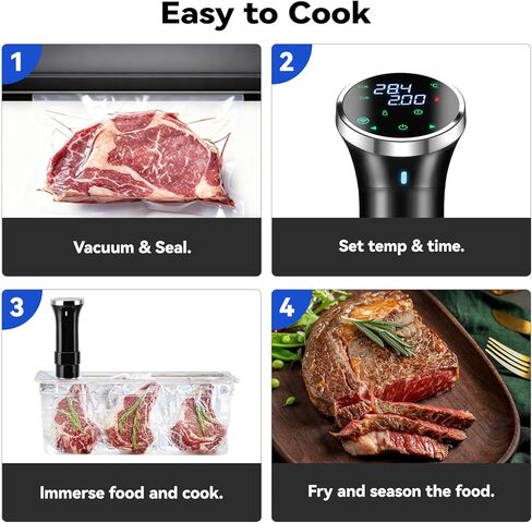 طباخ WiFi Sous Vide مع التحكم في التطبيق، غمر Sous Vide بقدرة 1100 وات، تسخين ثلاثي الأبعاد وشاشة LED للطهاة المنزليين والمبتدئين، الحفلات، نطاق درجة الحرارة 77-203 درجة فهرنهايت، تحكم في تطبيق Sous-Vide للطهي البطيء للغاية in Kuwait