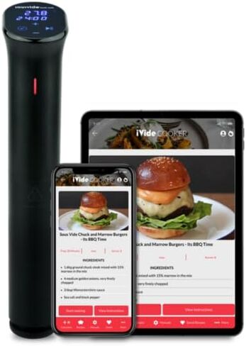 iVide 2.0 WiFi Sous Vide Cooker – Precision Immersion Circulator, 1200W, 0.1°C Accuracy, App Recipes, Quiet Operation, 30L Capacity in Saudi Arabia