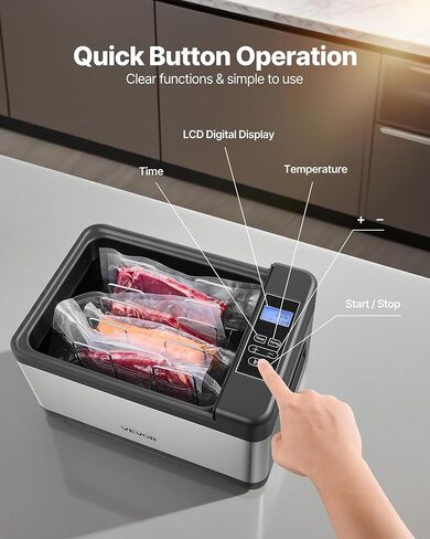 طباخ VEVOR Sous Vide، آلة Sous-Vide بقدرة 800 وات، آلة طهي Suveed مع شاشة رقمية LED، غطاء زجاجي، تحكم دقيق في درجة الحرارة والمؤقت، للعائلة والأصدقاء، وعاء Sous Vide الكل في واحد in Kuwait