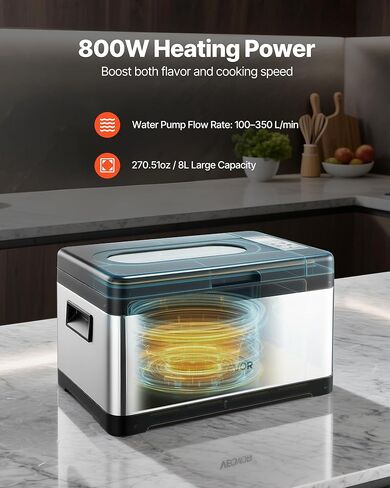 طباخ VEVOR Sous Vide، آلة Sous-Vide بقدرة 800 وات، آلة طهي Suveed مع شاشة رقمية LED، غطاء زجاجي، تحكم دقيق في درجة الحرارة والمؤقت، للعائلة والأصدقاء، وعاء Sous Vide الكل في واحد in Kuwait