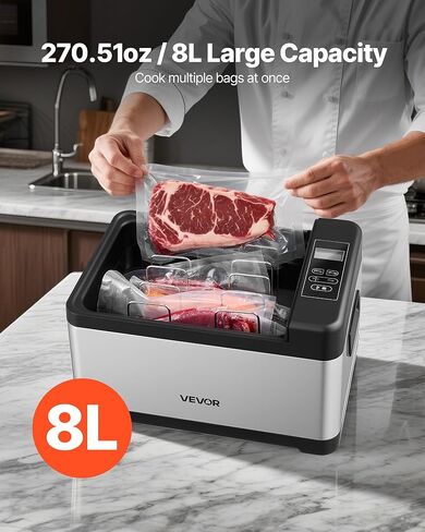 طباخ VEVOR Sous Vide، آلة Sous-Vide بقدرة 800 وات، آلة طهي Suveed مع شاشة رقمية LED، غطاء زجاجي، تحكم دقيق في درجة الحرارة والمؤقت، للعائلة والأصدقاء، وعاء Sous Vide الكل في واحد in Kuwait