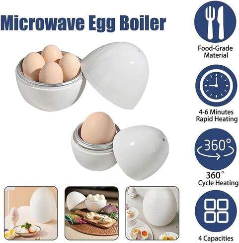 Microwave Egg Boiler 4 Egg Capacity Microwave Egg Cooker for Hard Boiled Eggs Microwave Egg Maker Under 9 minutes Medium and Hard Boiled Egg Cooker Rapid Egg Boiler Microwavable Egg Poacher in Saudi Arabia