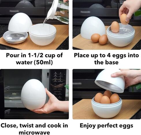 Microwave Egg Boiler 4 Egg Capacity Microwave Egg Cooker for Hard Boiled Eggs Microwave Egg Maker Under 9 minutes Medium and Hard Boiled Egg Cooker Rapid Egg Boiler Microwavable Egg Poacher in Saudi Arabia