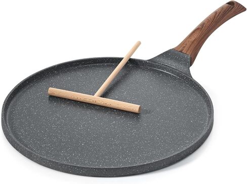 SENSARTE Nonstick Crepe Pan, Swiss Granite Coating Dosa Pan Pancake Flat Skillet Tawa Griddle 10-Inch with Stay-Cool Handle, Induction Compatible in Kuwait