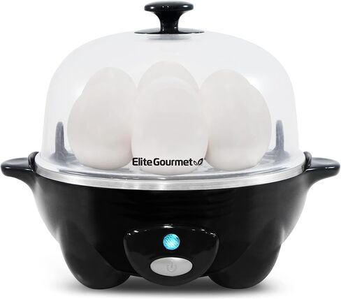 جهاز طهي البيض السهل EGC855SS من Elite Gourmet، سعة 7 بيضات، ناعم، متوسط، مسلوق بشدة، عجة، بيض مسلوق، تشغيل اللحن عند الانتهاء، إيقاف تلقائي، كوب قياس، ستانلس ستيل in Kuwait