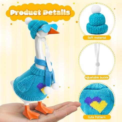24Pcs Desk Goose Outfits 7inch Mini Goose Knitting Clothes with Hats Sweater Sunglasses Scarves, Small Desk Duck Accessory for Magnetic Silly Geese Keychain Outdoor Porch Statues Decor in Kuwait