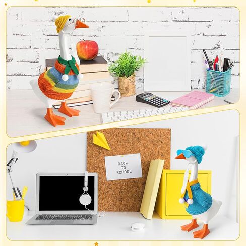 24Pcs Desk Goose Outfits 7inch Mini Goose Knitting Clothes with Hats Sweater Sunglasses Scarves, Small Desk Duck Accessory for Magnetic Silly Geese Keychain Outdoor Porch Statues Decor in Kuwait