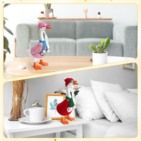 24Pcs Desk Goose Outfits 7inch Mini Goose Knitting Clothes with Hats Sweater Sunglasses Scarves, Small Desk Duck Accessory for Magnetic Silly Geese Keychain Outdoor Porch Statues Decor in Kuwait
