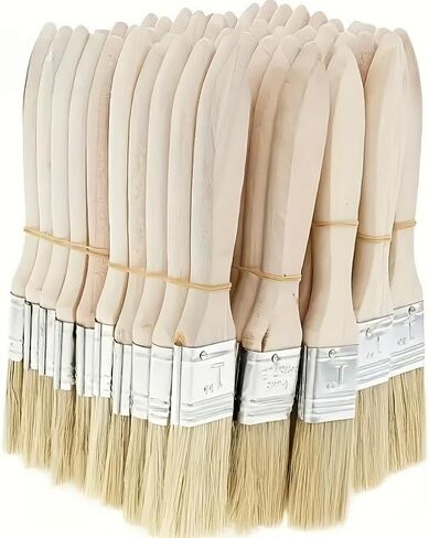 10 Pack Flat Bristle Paint Brushes - Wooden Handle for Art, Crafts, Gesso, Painting & Dyeing - Versatile for Varnish, Glue Application, Indoor/Outdoor Home Trimming & Repair in Saudi Arabia