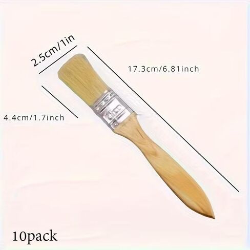 10 Pack Flat Bristle Paint Brushes - Wooden Handle for Art, Crafts, Gesso, Painting & Dyeing - Versatile for Varnish, Glue Application, Indoor/Outdoor Home Trimming & Repair in Saudi Arabia