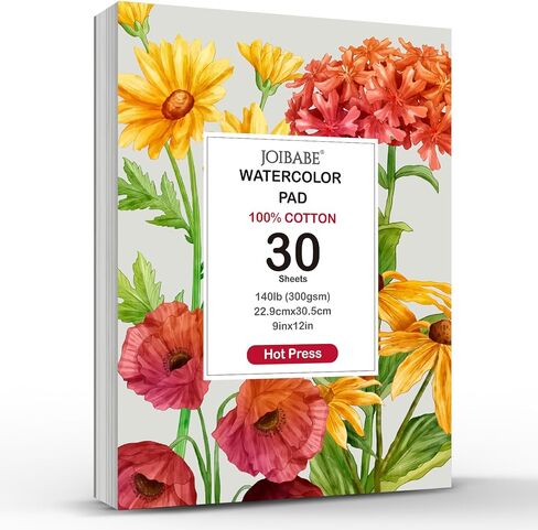 وسادة ورق ألوان مائية، 30 ورقة ضغط ساخن A5 (8.3 × 5.8) ورق ألوان مائية، 140 رطل/300 جرام في المتر المربع لوحة ألوان مائية قابلة للتمزيق، ألوان مائية قطن 100% للرسم الفني والوسائط المختلطة in Kuwait