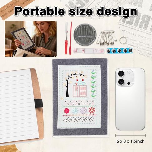 Udihch Embroidery Stitch Book Kit (86 PCS), Embroidery Patterns with Step-by-Step Tutorials, Portable Sewing Toolkit, Includes Floss and Needles, Suitable for Beginners and DIY Craft Enthusiasts in Kuwait