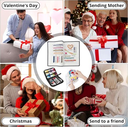 Udihch Embroidery Stitch Book Kit (86 PCS), Embroidery Patterns with Step-by-Step Tutorials, Portable Sewing Toolkit, Includes Floss and Needles, Suitable for Beginners and DIY Craft Enthusiasts in Kuwait