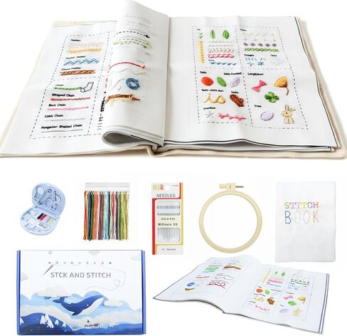 DIY Stitch Book, Handmade Stitch Book Embroidery Set, Portable All Scenario Embroidery Stitch Book & Sewing Kit, Contains Multiple Sewing Tools and Instruction Manual in Saudi Arabia