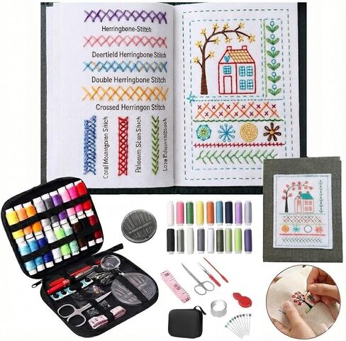 2026 New Embroidery Stitch Book Kit,Portable All Scenario Embroidery Stitch Book,Comes with a Complete Toolkit and Instructional Tutorial, Valentine's Day Gift for Beginners， Craft Lovers (1 PCS) in Saudi Arabia